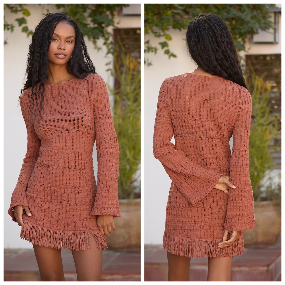 Anthropologie Long-Sleeve Knit Mini Dress